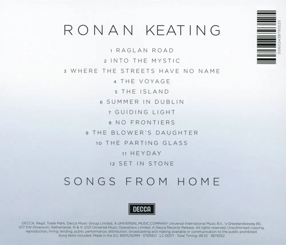 Ronan Keating – SONGS FROM HOME (CD)