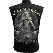 Unisex Worker Shirt: Valhalla (Black) (Back Print) thumbnail