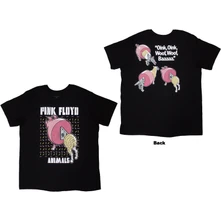Pink Floyd, Tričko Animals Cartoons, Unisex, Čierna