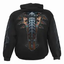 Unisex Pullover Hoodie: Cyber Skin (Black) (Back & Sleeve Print) thumbnail