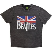 Tričko Unisex Stone Wash T-Shirt: Drop T Logo & Vintage Flag (Charcoal Grey)