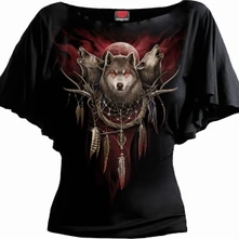 Tričko Ladies Latin Boatneck Top: Cry Of The Wolf (Black)
