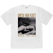 Greta Van Fleet, Tričko World Tour Butterfly, Unisex, Biela