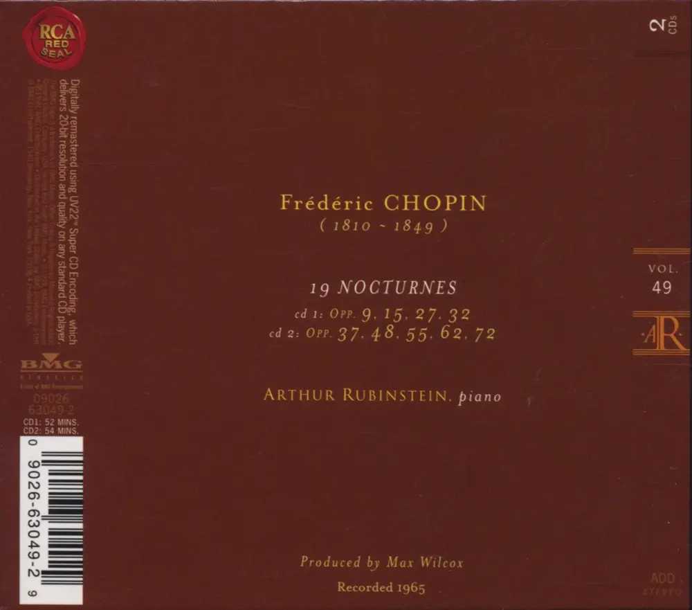 Rubinstein Collection, Vol. 49: Chopin: Nocturnes