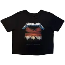 Ladies Crop Top: Master Of Puppets Tracks (Black) (Back Print) thumbnail