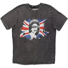 Unisex Stone Wash T-Shirt: God Save The Queen Flag (Charcoal Grey) thumbnail