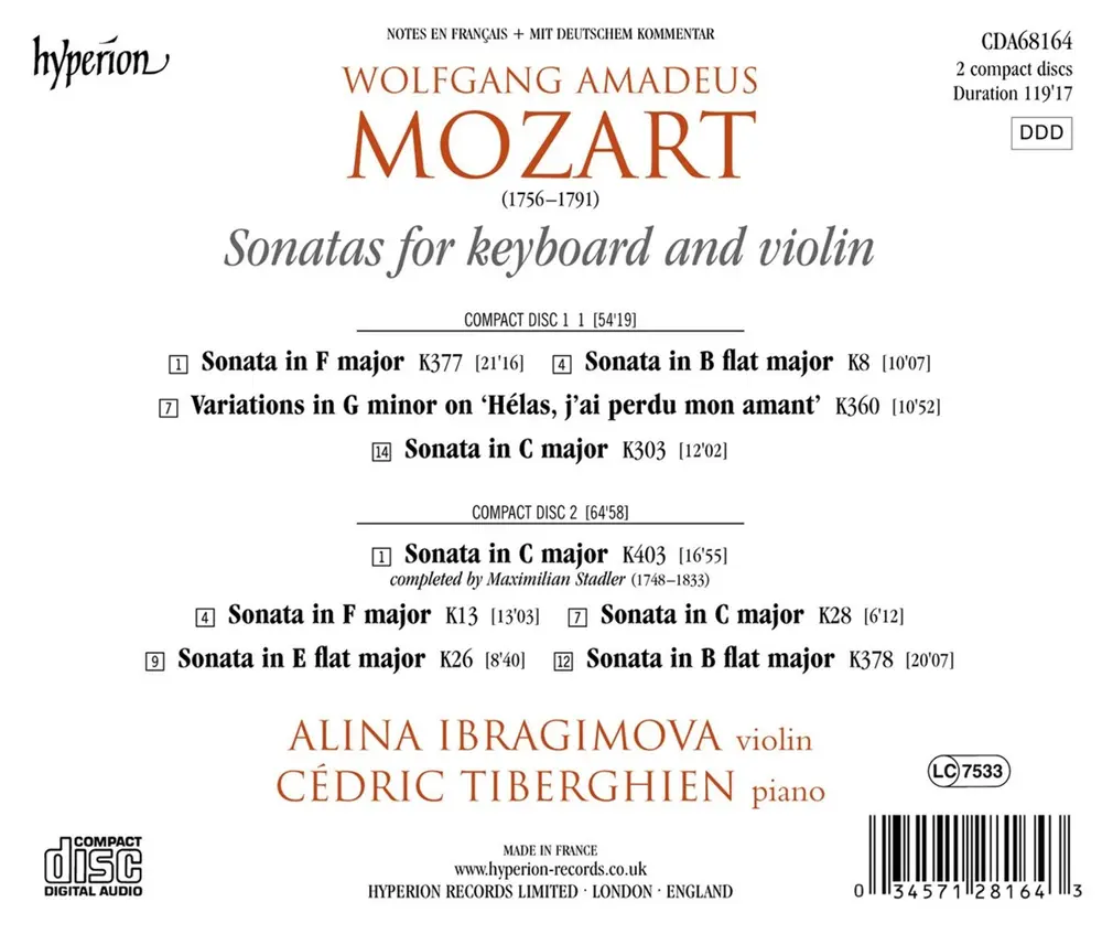 Alina Ibragimova – MOZART: VIOLIN SONATAS NOS. 20, 25, 26, 30 (K. 303 (CD)