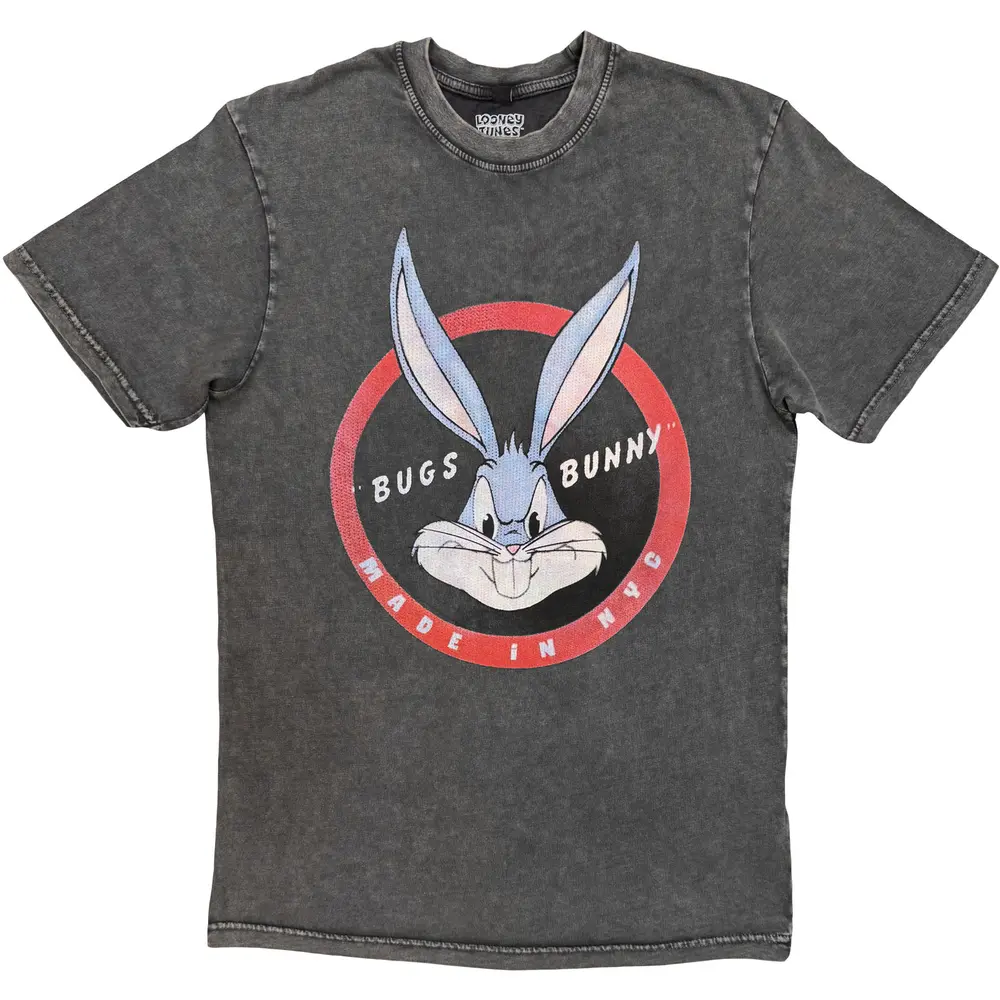 Looney Tunes – Bugs Bunny Made In NYC (Šedá, Stone Wash T-Shirt) (Tričko)