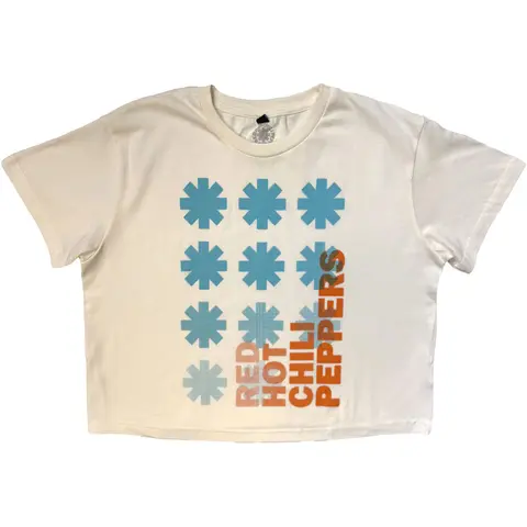 Ladies Stone Wash Crop Top: Gradient Logo (White)