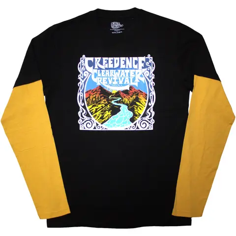 Unisex 2 In 1 Layered Long Sleeve T-Shirt: River (Black & Yellow)