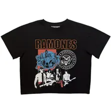 Ladies Crop Top: Montage (Black)