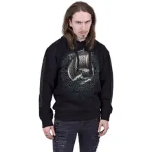 Unisex Pullover Hoodie: Viking Norseman (Black) (Back & Sleeve Print) thumbnail