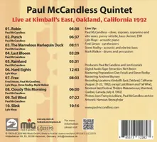 PAUL MCCANDLESS QUINTET - LIVE AT KIMBALL'S EAST 1992 thumbnail