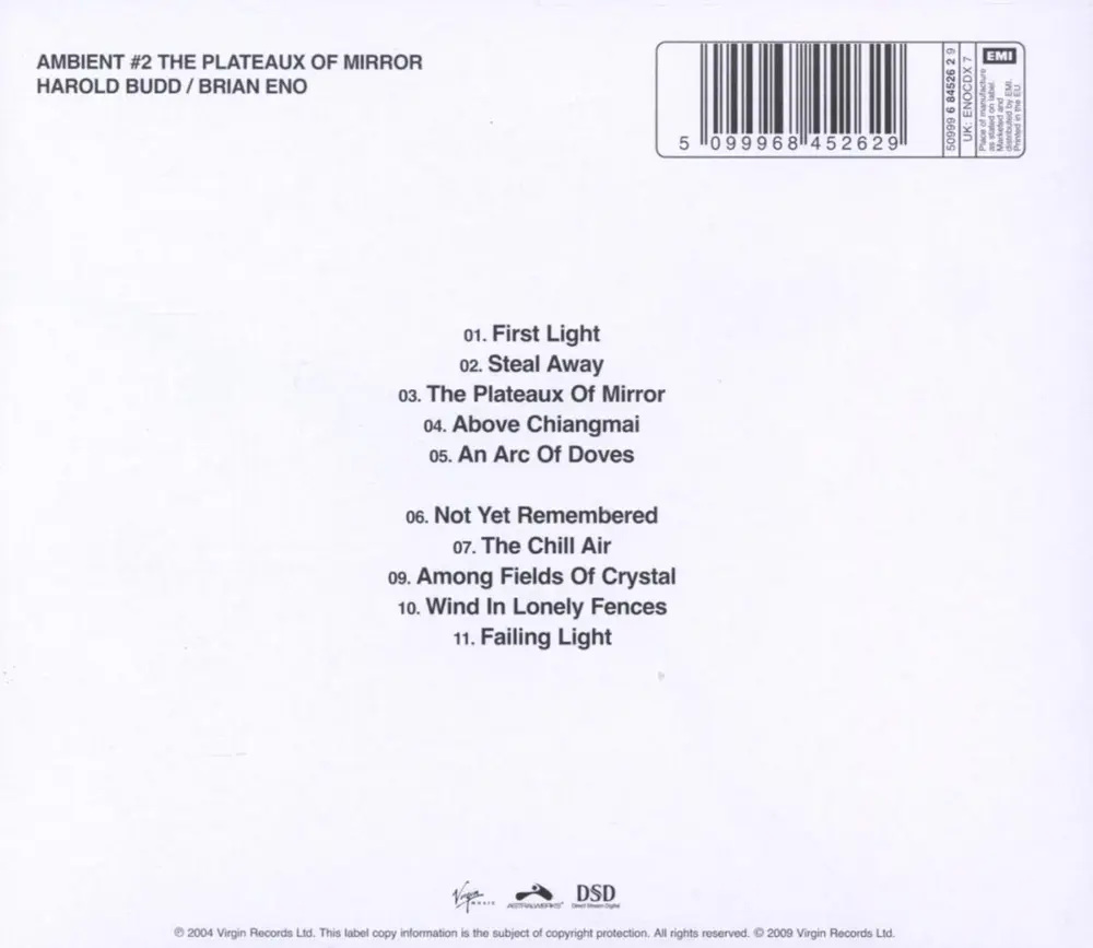 Brian Eno – AMBIENT 2/PLATEAUX OF MIRR (CD)