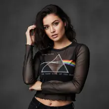 Ladies Long Sleeve Mesh Crop Top: DSOTM Courier (Black) thumbnail