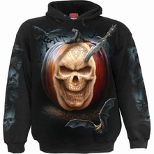 Mikina Unisex Pullover Hoodie: Carving Death (Black) (Back & Sleeve Print)