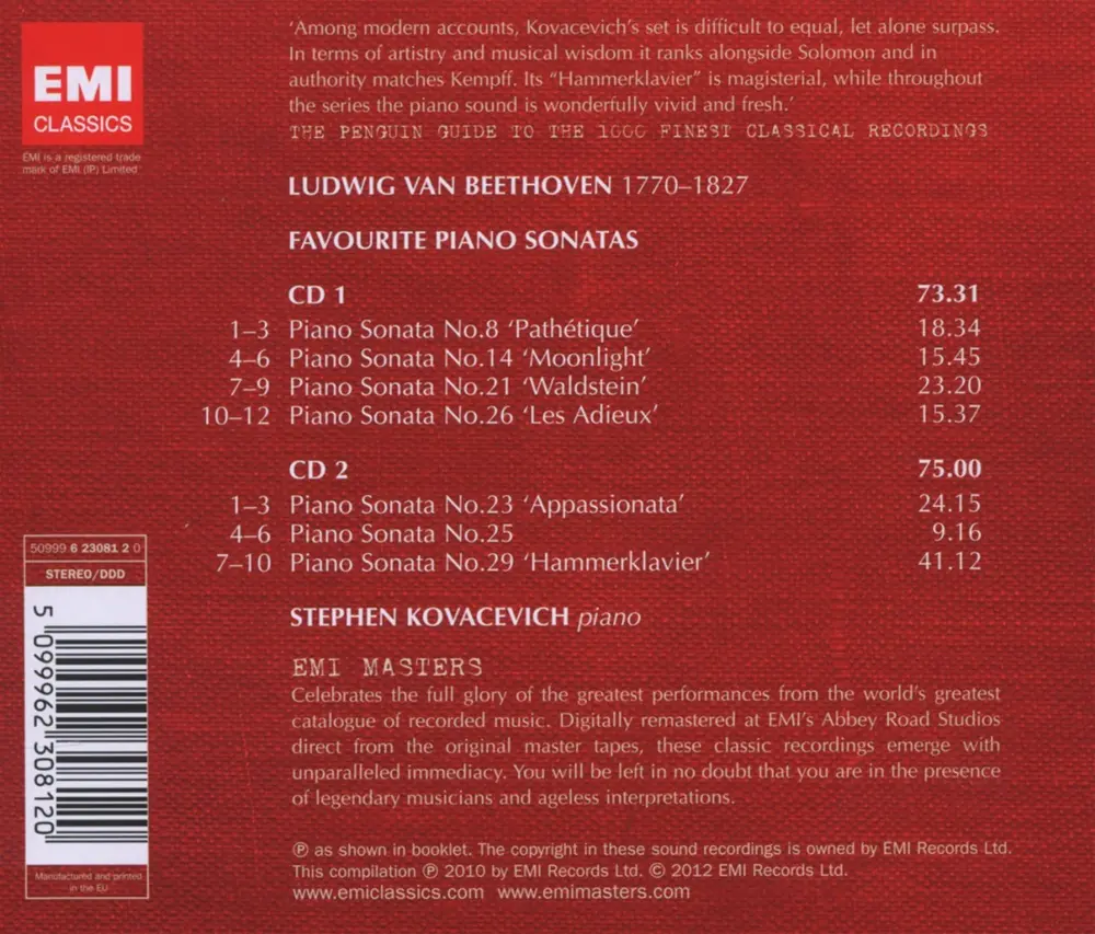 Stephen Kovacevich – POPULAR PIANO SONATAS (CD)