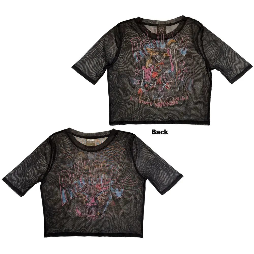 Ladies Mesh Crop Top: Graffiti Illustration (Black) (Back Print)