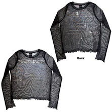 Croptop Ladies Long Sleeve Mesh Crop Top: HMHAS Tracklist (Black) (Back Print)
