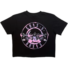 Guns N’ Roses, Croptop Ladies Crop Top: Pink Bullet (Black), Žena, Čierna