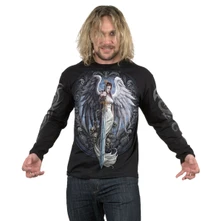 Unisex Long Sleeve T-Shirt: Angel Sword (Black) (Back & Sleeve Print) thumbnail