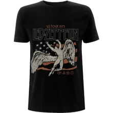 Led Zeppelin, Tričko US 1975 Tour Flag, Unisex, Čierna