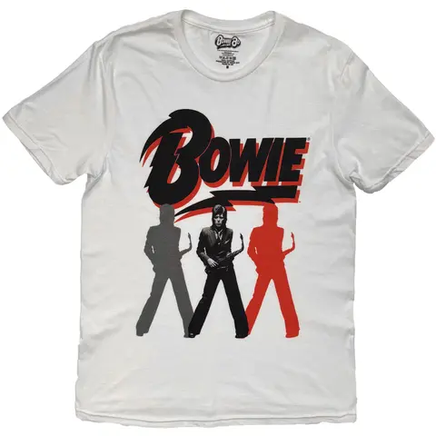 David Bowie – Tričko Bowie Trio, Unisex, Biela