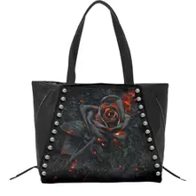 PU Leather Tote Bag: Burnt Rose (Black) thumbnail