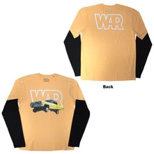 Tričko s dlhým rukávom Unisex 2 In 1 Layered Long Sleeve T-Shirt: Car (Sand & Black) (Back Print)