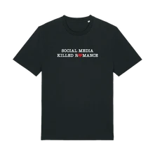 Ruka Hore, Tričko Social Media Killed Romance, Unisex, Čierna