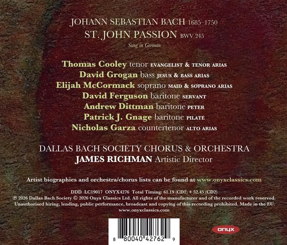 Dallas Bach Society – J.S. BACH: ST JOHN PAS... (CD)