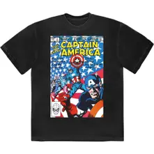 Many Captain Americas Comic Cover (Noir) (T-shirt)