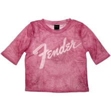 Croptop Ladies Mesh Crop Top: Classic Logo (Pink)