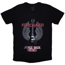 Foreigner, Tričko Juke Box Hero, Unisex, Čierna