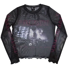 Pink Floyd, Croptop Ladies Long Sleeve Mesh Crop Top: Live Band (Black), Žena, Čierna