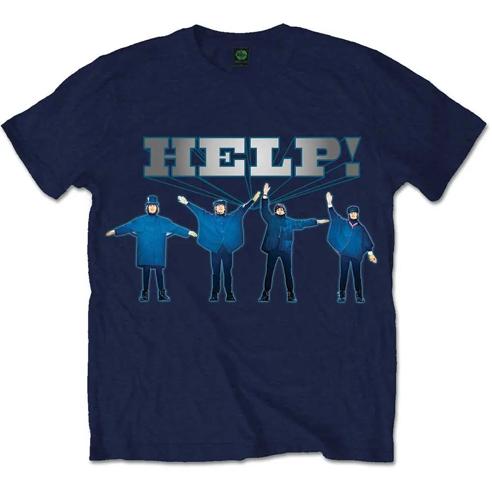 The Beatles – HELP! Silver Logo (Modrá) (Tričko)