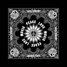 Woodstock, Šatka Peach, Love & Music, Unisex, Čierna