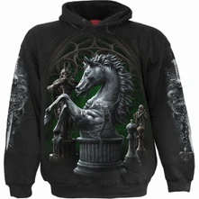 Mikina Unisex Pullover Hoodie: Checkmate (Black) (Back & Sleeve Print)