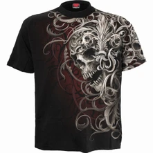 Tričko Unisex T-Shirt: Skull Shoulder Wrap (Black) (All Over Print)