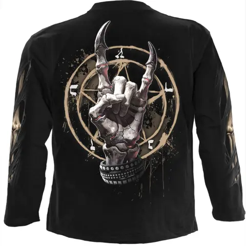 Unisex Long Sleeve T-Shirt: Pure Metal (Black) (Back & Sleeve Print)