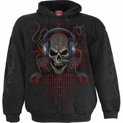 Unisex Pullover Hoodie: PC Gamer (Black) (Back & Sleeve Print)