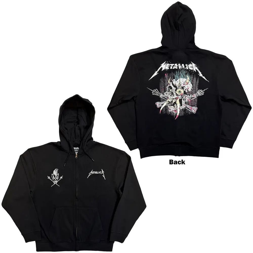 Unisex Zipped Hoodie: Scary Guy (Black) (Back Print)