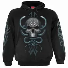 Unisex Pullover Hoodie: Stone Gaze (Black) (Back & Sleeve Print) thumbnail