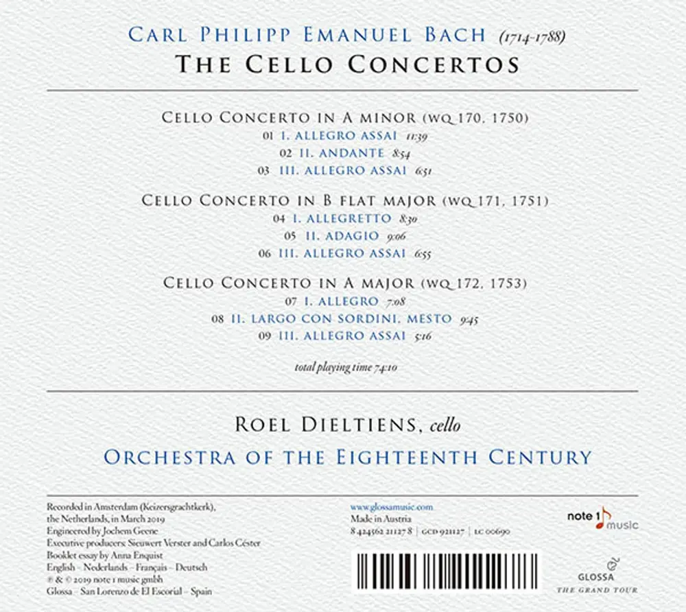 C.P.E. BACH CELLO CONCERTOS