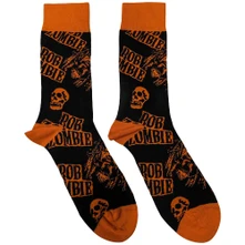 Rob Zombie, Ponožky Skull Face Orange, Unisex, Čierna