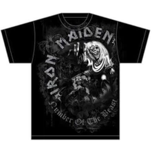 Iron Maiden, Tričko Number of the Beast Grey Tone, Unisex, Čierna