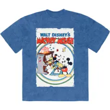 Mickey Mouse – Mickey & Minnie Piano (Modrá, Stone Wash T-Shirt) (Tričko)
