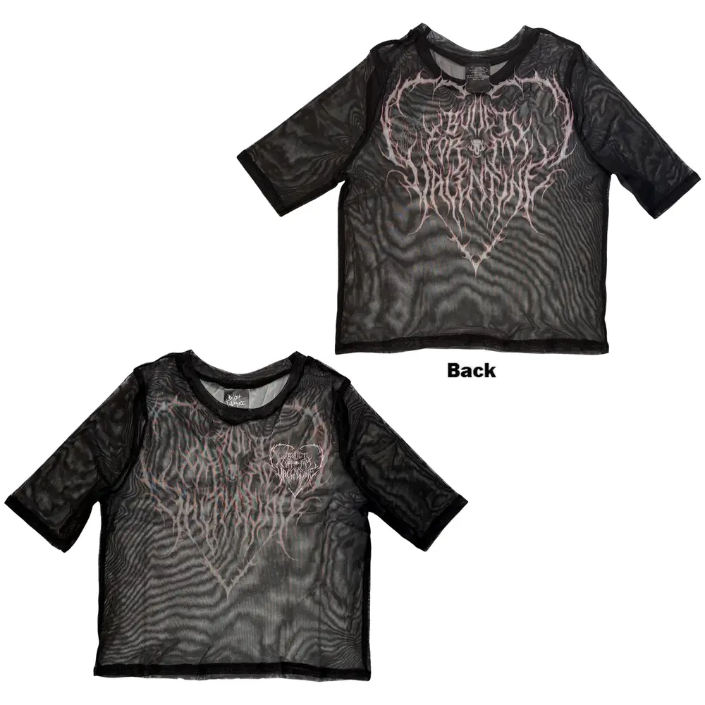 Ladies Mesh Crop Top: Deathcore (Black) (Front & Back)