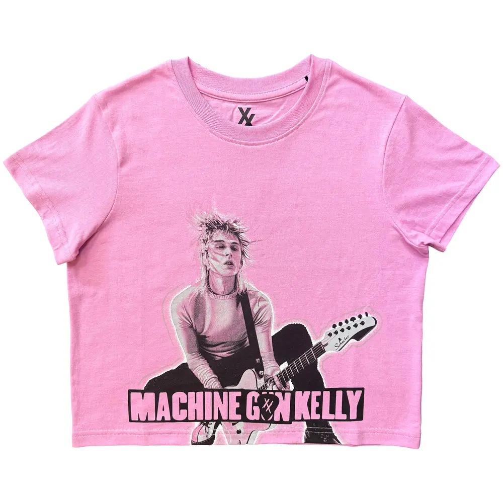 Ladies Crop Top: Guitar (Pink)