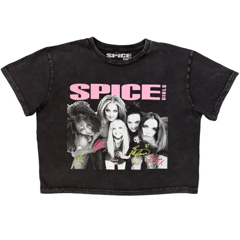 Ladies Stone Wash Crop Top: Canada (Charcoal Grey)